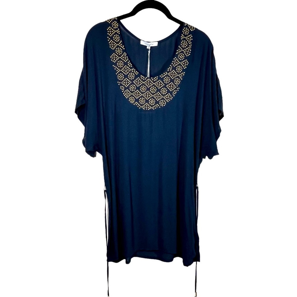 Ondademar NWT Swim Coverup Tunic Dress Blue Gold Small